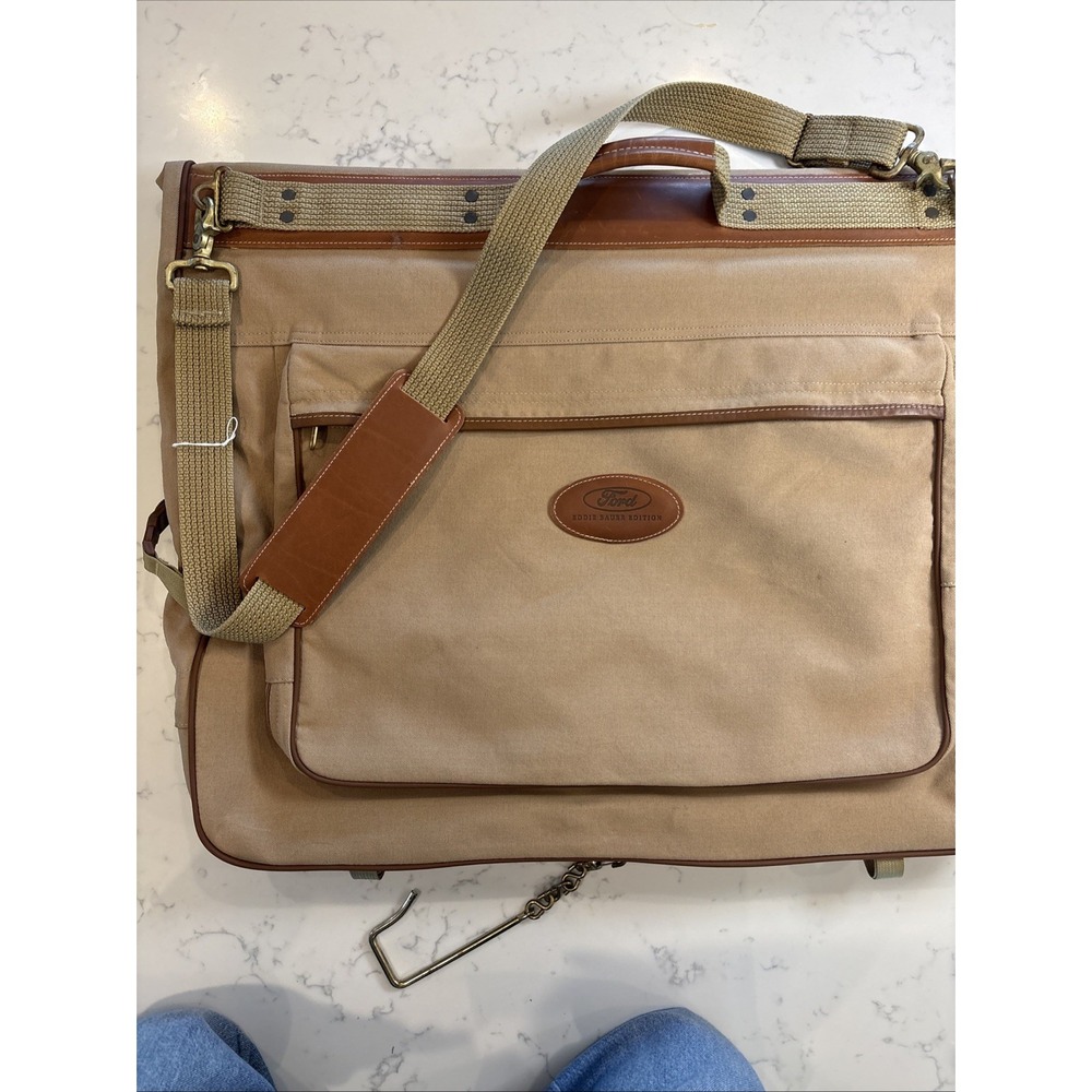 Ford X Eddie Bauer Canvas Leather Fold Up Hanging Garment Travel Bag Brass Hook - Picture 8 of 12